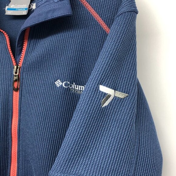 Columbia Titanium periwinkle blue coral trim waffle knit zippered jacket LG - Picture 8 of 16